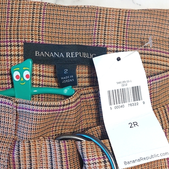 NWT Banana Republic plaid belted paperbag trousers, size 2 - Picture 4 of 10